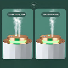 USB Dual Nozzle Humidifier & Diffuser + Night Light - Silent, Nano Mist for Car, Bedroom, Office, Plants - 2 Free Fragrances