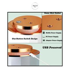 USB Dual Nozzle Humidifier & Diffuser + Night Light - Silent, Nano Mist for Car, Bedroom, Office, Plants - 2 Free Fragrances