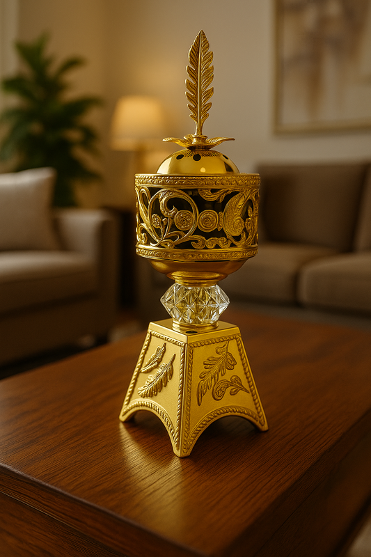 Luxury Golden Bakhoor Dan with Crystal Base – Electric Burner