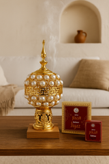 Luxury Pearl-Gold Bakhoor Dan – Arabic Style Incense Burner