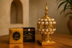 Luxury Pearl-Gold Bakhoor Dan – Arabic Style Incense Burner