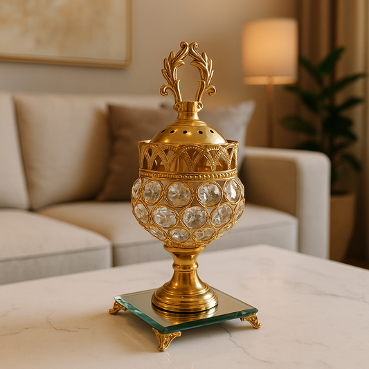 Luxury Crystal Globe Bakhoor Dan – Golden Electric Burner