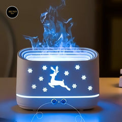 300ML Sika Deer Aromatherapy Diffuser with Flame Lamp & Aroma Air Humidifier with 2 Free Fragrances