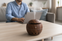 🌿 Dual Wood Grain Humidifier Set – Dark & Light Brown + 2 Free Fragrances