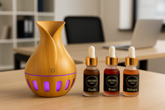 Vase Style Ultrasonic Aroma Humidifier – Wood Grain Design + 2 Free Fragrances
