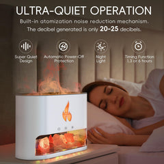 Himalayan Salt Flame Diffuser – 150ML Aroma Humidifier with LED Fire Effect & Timer for Home