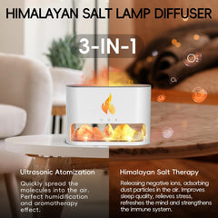 Himalayan Salt Flame Diffuser – 150ML Aroma Humidifier with LED Fire Effect & Timer for Home