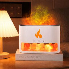 Himalayan Salt Flame Diffuser – 150ML Aroma Humidifier with LED Fire Effect & Timer for Home