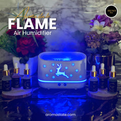 300ML Sika Deer Aromatherapy Diffuser with Flame Lamp & Aroma Air Humidifier with 2 Free  Fragrances