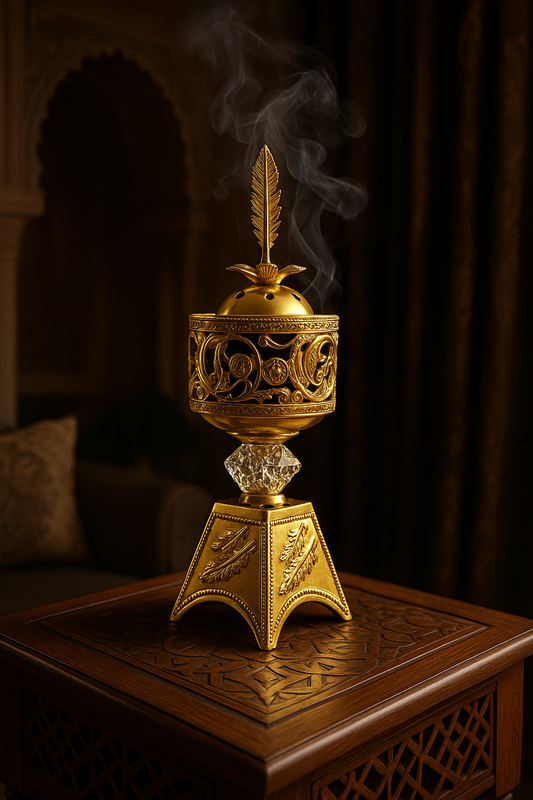 Luxury Golden Bakhoor Dan with Crystal Base – Electric Burner