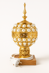 Luxury Pearl-Gold Bakhoor Dan – Arabic Style Incense Burner