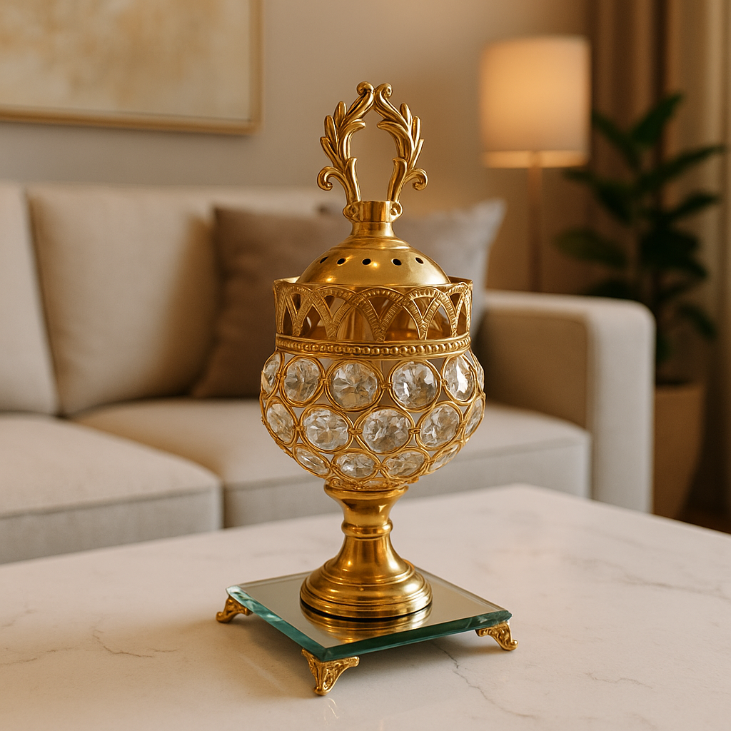 Luxury Crystal Globe Bakhoor Dan – Golden Electric Burner