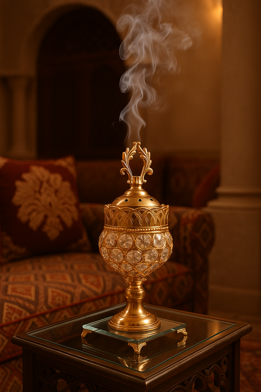 Luxury Crystal Globe Bakhoor Dan – Golden Electric Burner