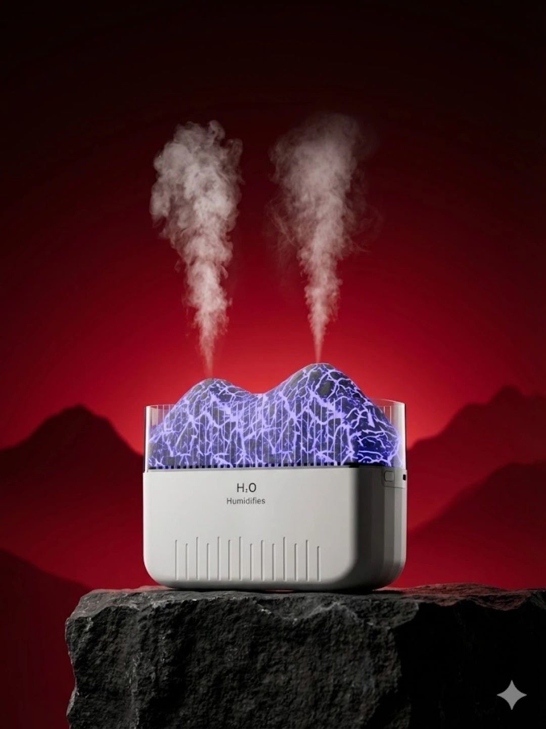 Volcano Humidifier – Double Mist LED Night Light (400ML)