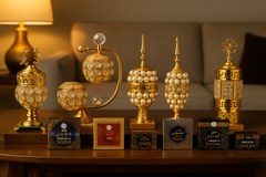 Luxury Pearl-Gold Bakhoor Dan – Arabic Style Incense Burner