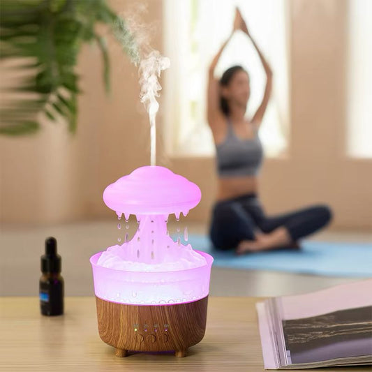 Rain Drop Mushroom Humidifier with LED Light – Water Drip Aroma Diffuser for Home & Bedroom (230ML)