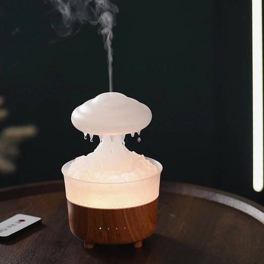 Rain Drop Mushroom Humidifier with LED Light – Water Drip Aroma Diffuser for Home & Bedroom (230ML)