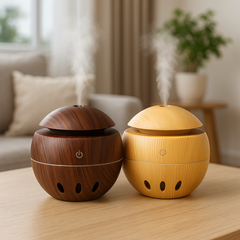 🌿 Dual Wood Grain Humidifier Set – Dark & Light Brown + 2 Free Fragrances