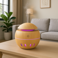 🌿 Dual Wood Grain Humidifier Set – Dark & Light Brown + 2 Free Fragrances