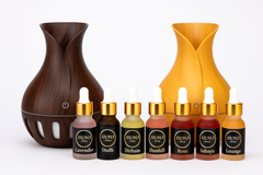 Vase Style Ultrasonic Aroma Humidifier – Wood Grain Design + 2 Free Fragrances