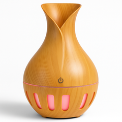 Vase Style Ultrasonic Aroma Humidifier – Wood Grain Design + 2 Free Fragrances