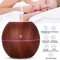 130ml Wood Grain  Diffuser & Aromatherapy Humidifier With 2 Free Humidifier