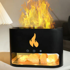 Himalayan Salt Flame Diffuser – 150ML Aroma Humidifier with LED Fire Effect & Timer for Home